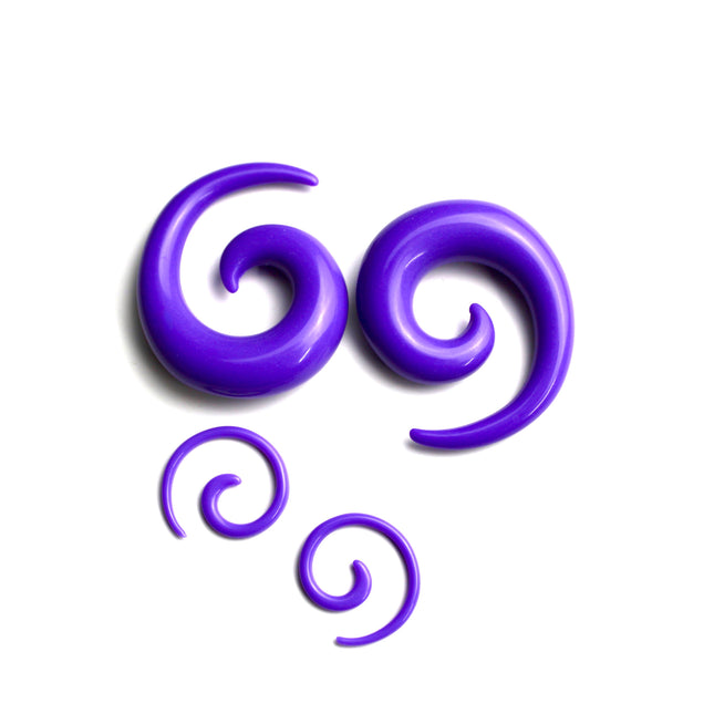 Purple Acrylic Spirals For Stretched Ears