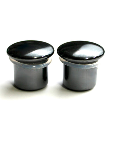 Hematite Stone Single Flares for Gauged Ears– Heavy Weighted Natural Silver Color Gauges 3mm-16mm