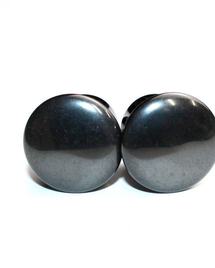 Hematite Stone Single Flares for Gauged Ears– Heavy Weighted Natural Silver Color Gauges 3mm-16mm