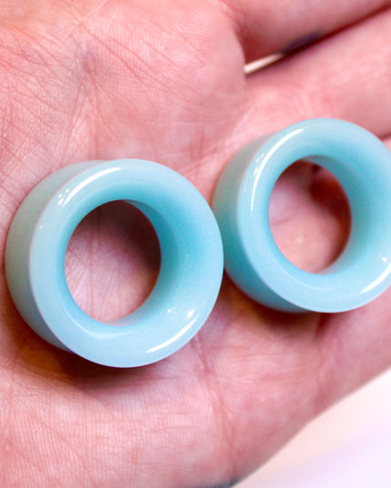 Bright Blue Glow In The Dark Glass Tunnels