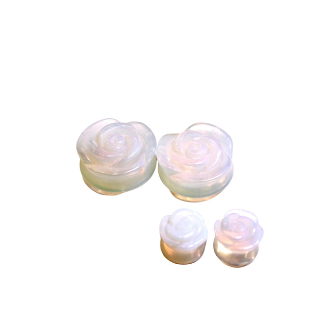 Rose Glass Rainbow Opalite Double Flares for Gauged Ears