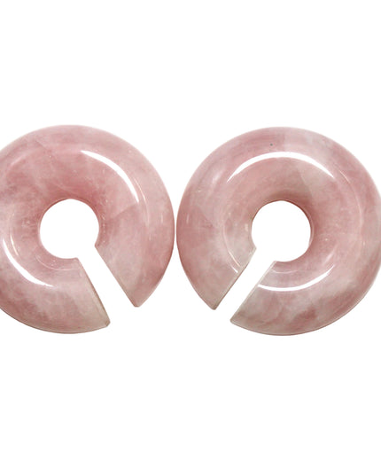 Rose Quartz Hoop Gauges Stone