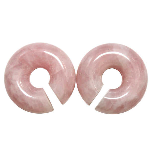 Rose Quartz Hoop Gauges Stone