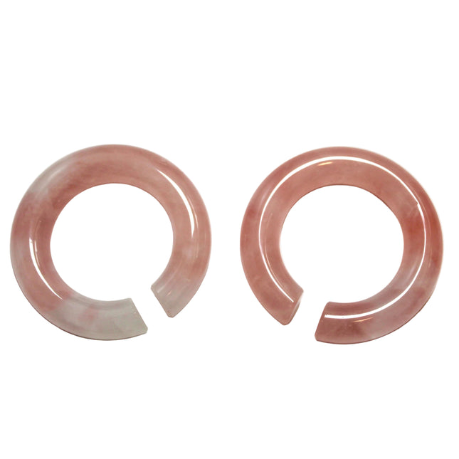 Rose Quartz Hoop Gauges Stone