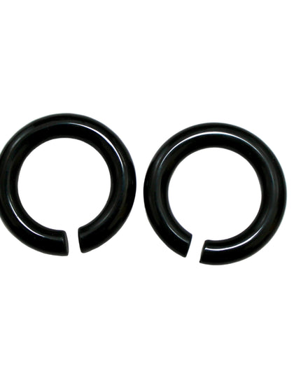 Obsidian Black Hoops – Pair of Polished Stone Ear Weights for Stretched Ears