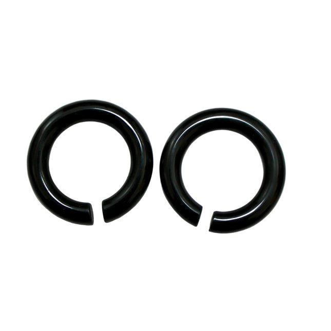 Obsidian Black Hoops – Pair of Polished Stone Ear Weights for Stretched Ears