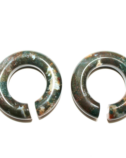 Moss Agate Hoops – Pair of Polished Stone Ear Weights for Stretched Ears