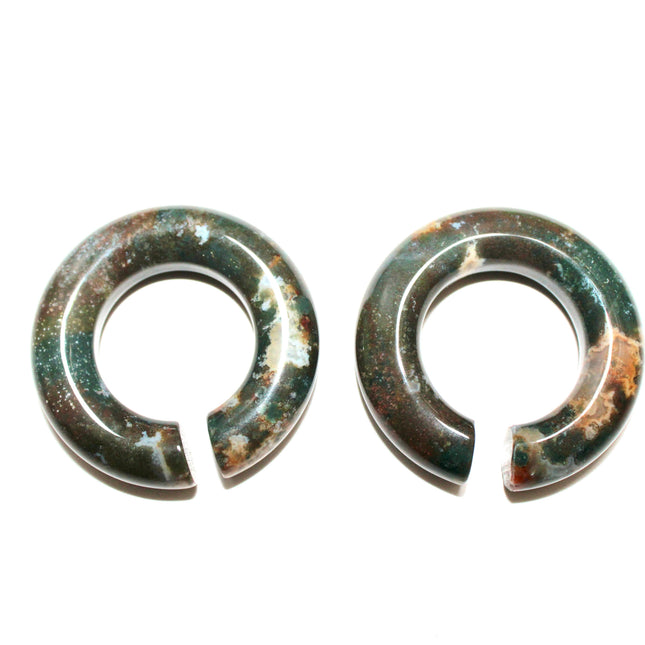Moss Agate Hoops – Pair of Polished Stone Ear Weights for Stretched Ears