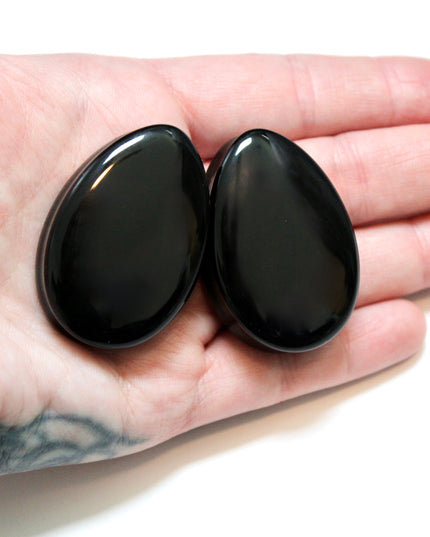 Obsidian Black Teardrop Plugs 6mm-51mm