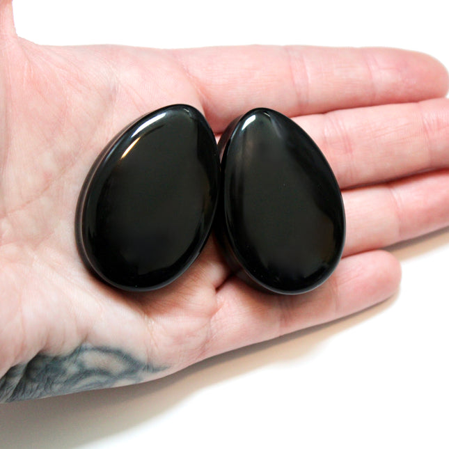 Obsidian Black Teardrop Plugs 6mm-51mm