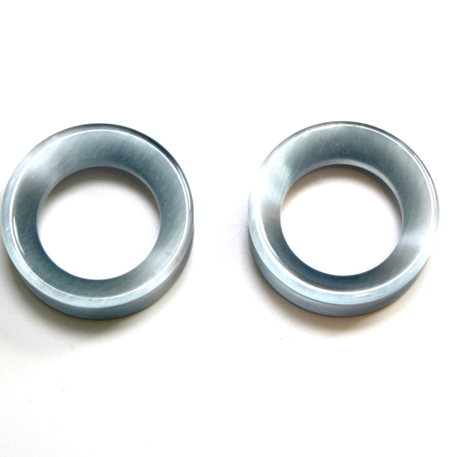 Silver Cat Eye Glass Tunnel Plugs