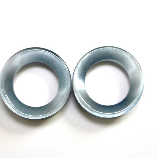 Silver Cat Eye Glass Tunnel Plugs