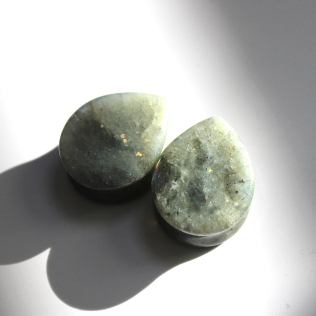 Labradorite Stone Grade B Teardrop Plugs