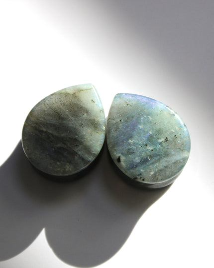 Labradorite Stone Grade B Teardrop Plugs