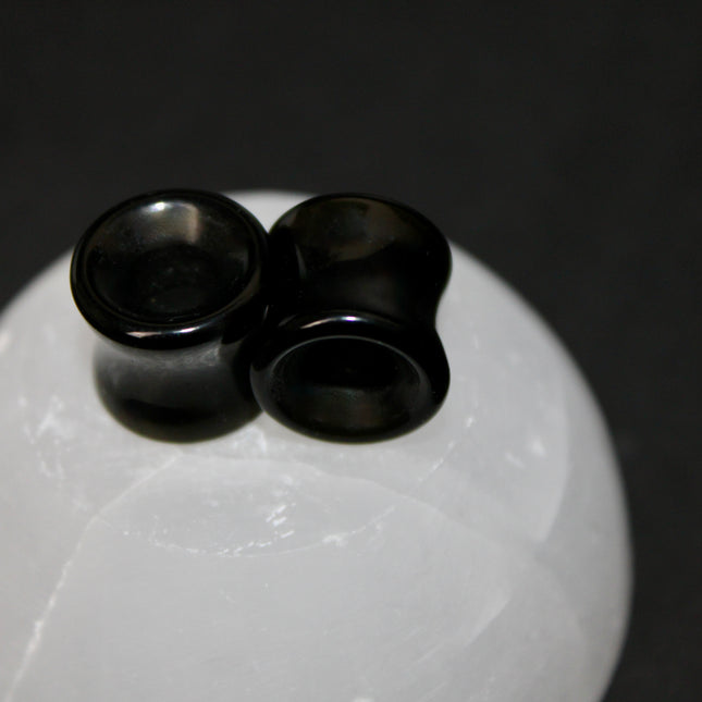 Obsidian Double Flare Tunnel Plugs PAIR - EC Plugs
