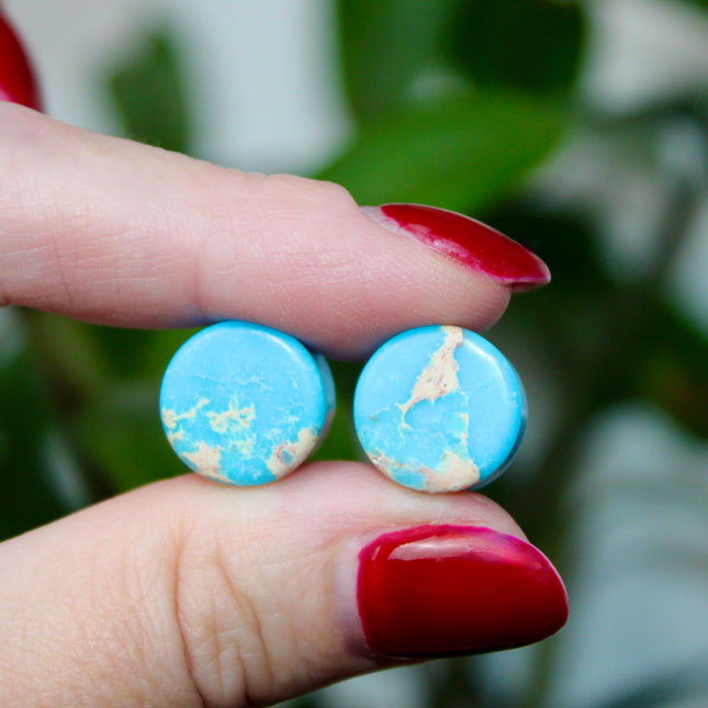 Light Blue Howlite Double Flare Plugs PAIR - EC Plugs