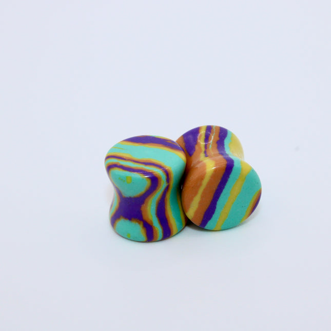 Calsilica Rainbow Tie Dye Double Flare Plugs - Rainbow Gauges 3mm-30mm