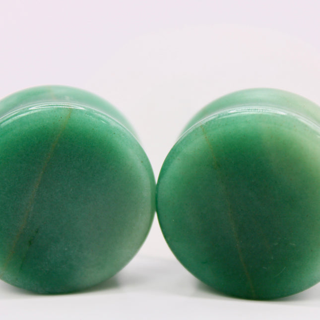 Aventurine Green Stone Double Flare Plugs Pair 3mm-26mm