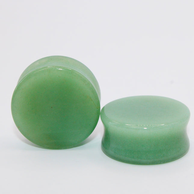 Aventurine Green Stone Double Flare Plugs Pair 3mm-26mm