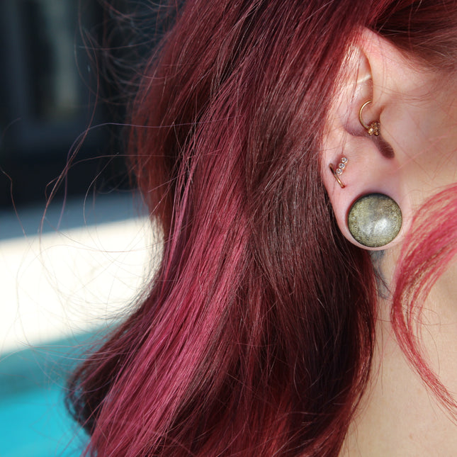 Golden Obsidian Double Flare Plugs PAIR - EC Plugs