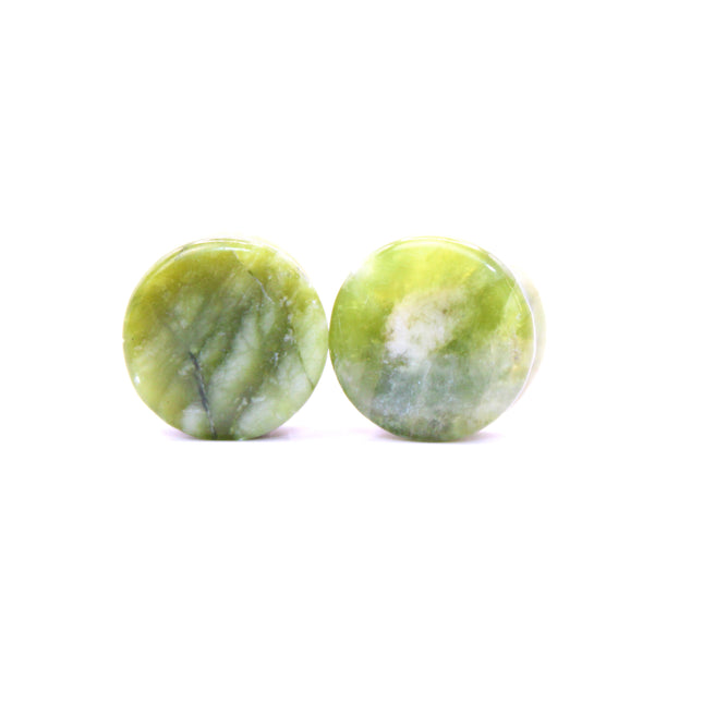 South Jade Green Stone Plugs Pair Double Flared Gauge 5mm-25mm