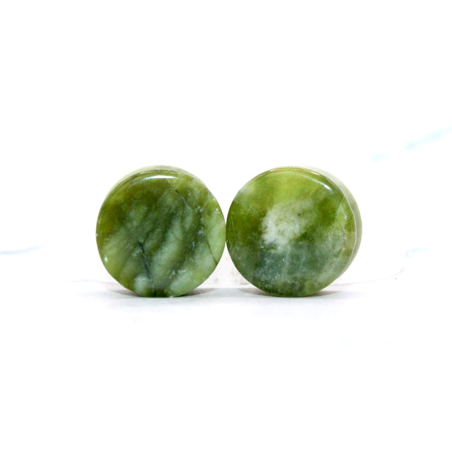 South Jade Green Stone Plugs Pair Double Flared Gauge 5mm-25mm