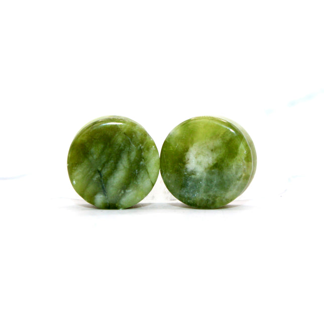 South Jade Green Stone Plugs Pair Double Flared Gauge 5mm-25mm