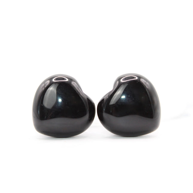 Black Obsidian Stone Heart Single Flare Plugs 6mm-10mm