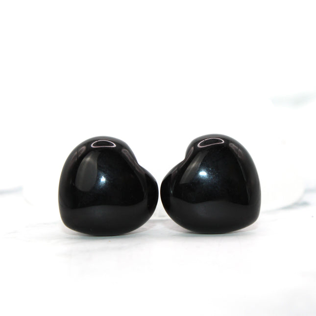 Single flare black obsidian plugs heart shaped with o ring