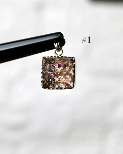 Garden Quartz Pendant – Silver Plated 925 Setting, Polished Lodolite Stone Necklace, Garden Quartz with Inclusions, Elegant Handmade Jewelry