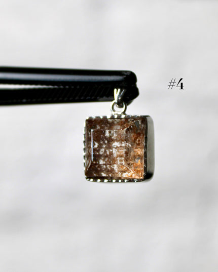 Garden Quartz Pendant – Silver Plated 925 Setting, Polished Lodolite Stone Necklace, Garden Quartz with Inclusions, Elegant Handmade Jewelry