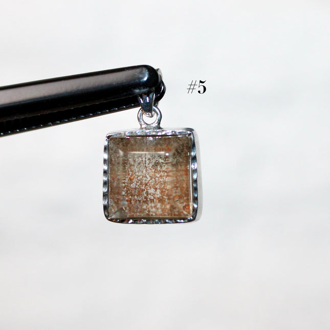 Garden Quartz Pendant – Silver Plated 925 Setting, Polished Lodolite Stone Necklace, Garden Quartz with Inclusions, Elegant Handmade Jewelry