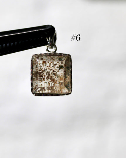Garden Quartz Pendant – Silver Plated 925 Setting, Polished Lodolite Stone Necklace, Garden Quartz with Inclusions, Elegant Handmade Jewelry