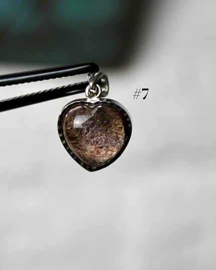 Garden Quartz Pendant – Silver Plated 925 Setting, Polished Lodolite Stone Necklace, Garden Quartz with Inclusions, Elegant Handmade Jewelry