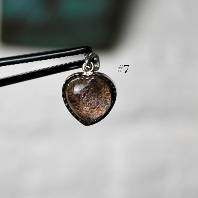 Garden Quartz Pendant – Silver Plated 925 Setting, Polished Lodolite Stone Necklace, Garden Quartz with Inclusions, Elegant Handmade Jewelry