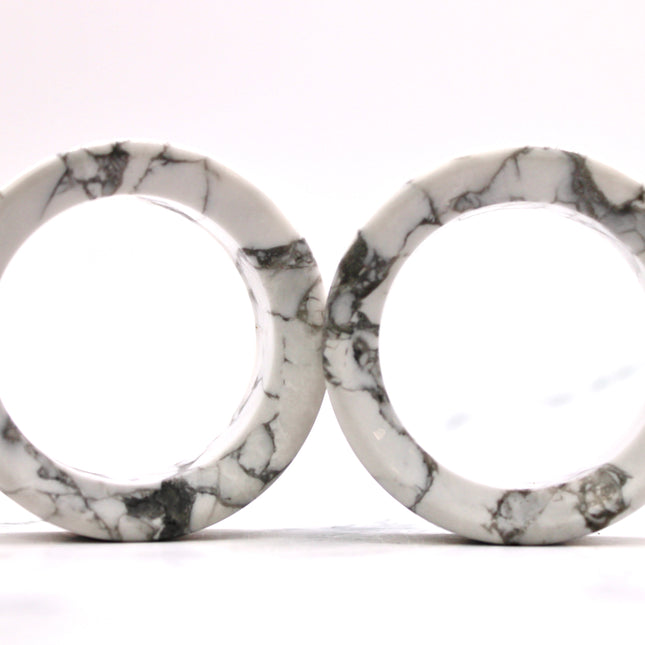 Howlite Tunnel Plugs Black and White Stone Gauge Pair