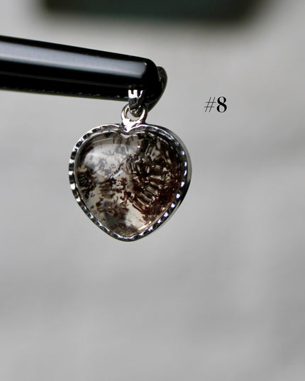 Garden Quartz Pendant – Silver Plated 925 Setting, Polished Lodolite Stone Necklace, Garden Quartz with Inclusions, Elegant Handmade Jewelry