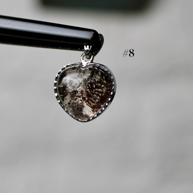 Garden Quartz Pendant – Silver Plated 925 Setting, Polished Lodolite Stone Necklace, Garden Quartz with Inclusions, Elegant Handmade Jewelry