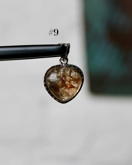 Garden Quartz Pendant – Silver Plated 925 Setting, Polished Lodolite Stone Necklace, Garden Quartz with Inclusions, Elegant Handmade Jewelry