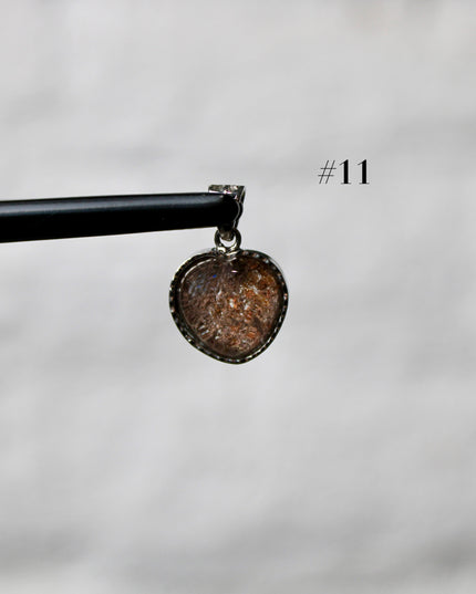 Garden Quartz Pendant – Silver Plated 925 Setting, Polished Lodolite Stone Necklace, Garden Quartz with Inclusions, Elegant Handmade Jewelry