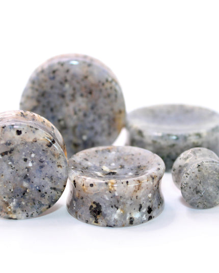 Grass Quartz Stone Plugs Double Flare Pair 4mm-32mm