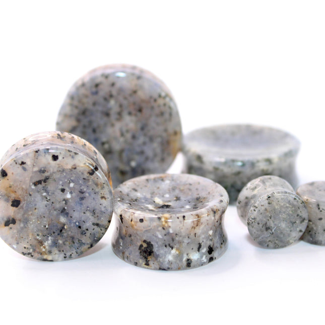 Grass Quartz Stone Plugs Double Flare Pair 4mm-32mm