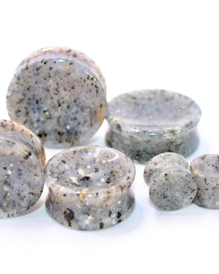 Grass Quartz Stone Plugs Double Flare Pair 4mm-32mm