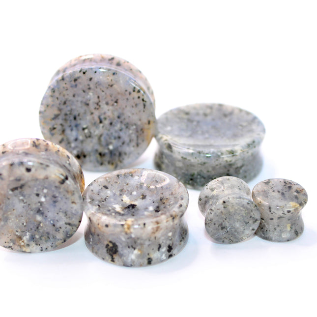 Grass Quartz Stone Plugs Double Flare Pair 4mm-32mm