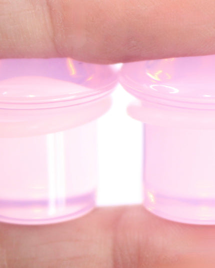 Pink Opalite Plugs – Single Flare Crystal Gauges with O-Rings (Pair), Soft Pink 3mm-20mm