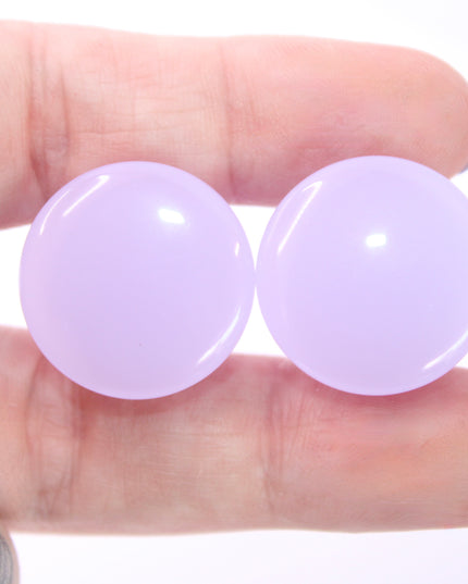 Violet Opalite Plugs – Single Flare Crystal Gauges with O-Rings (Pair), Lavender Glassy Look