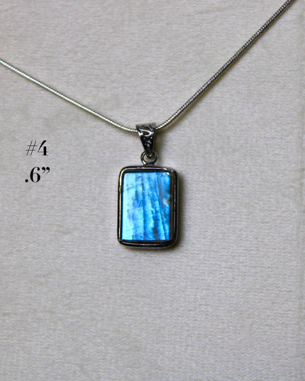 Labradorite Pendant in Sterling Silver 925 – High Shine Faceted Stone Necklace, Genuine Silver Stamped Setting, You Pick Your Exact Pendant Chain Included