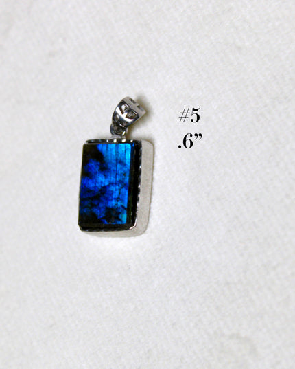 Labradorite Pendant in Sterling Silver 925 – High Shine Faceted Stone Necklace, Genuine Silver Stamped Setting, You Pick Your Exact Pendant Chain Included