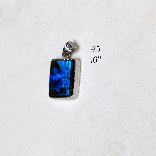 Labradorite Pendant in Sterling Silver 925 – High Shine Faceted Stone Necklace, Genuine Silver Stamped Setting, You Pick Your Exact Pendant Chain Included