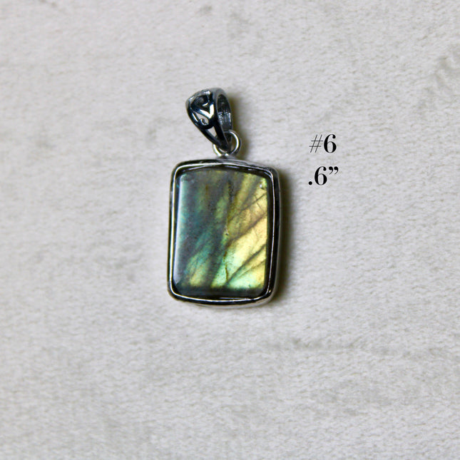 Labradorite Pendant in Sterling Silver 925 – High Shine Faceted Stone Necklace, Genuine Silver Stamped Setting, You Pick Your Exact Pendant Chain Included